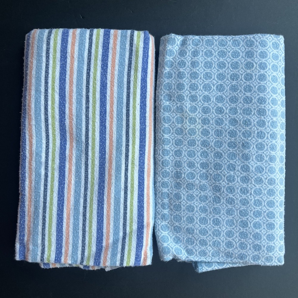 Carters Baby Receiving Blankets Set Of 2 Light Blue Striped Flannel 29x36